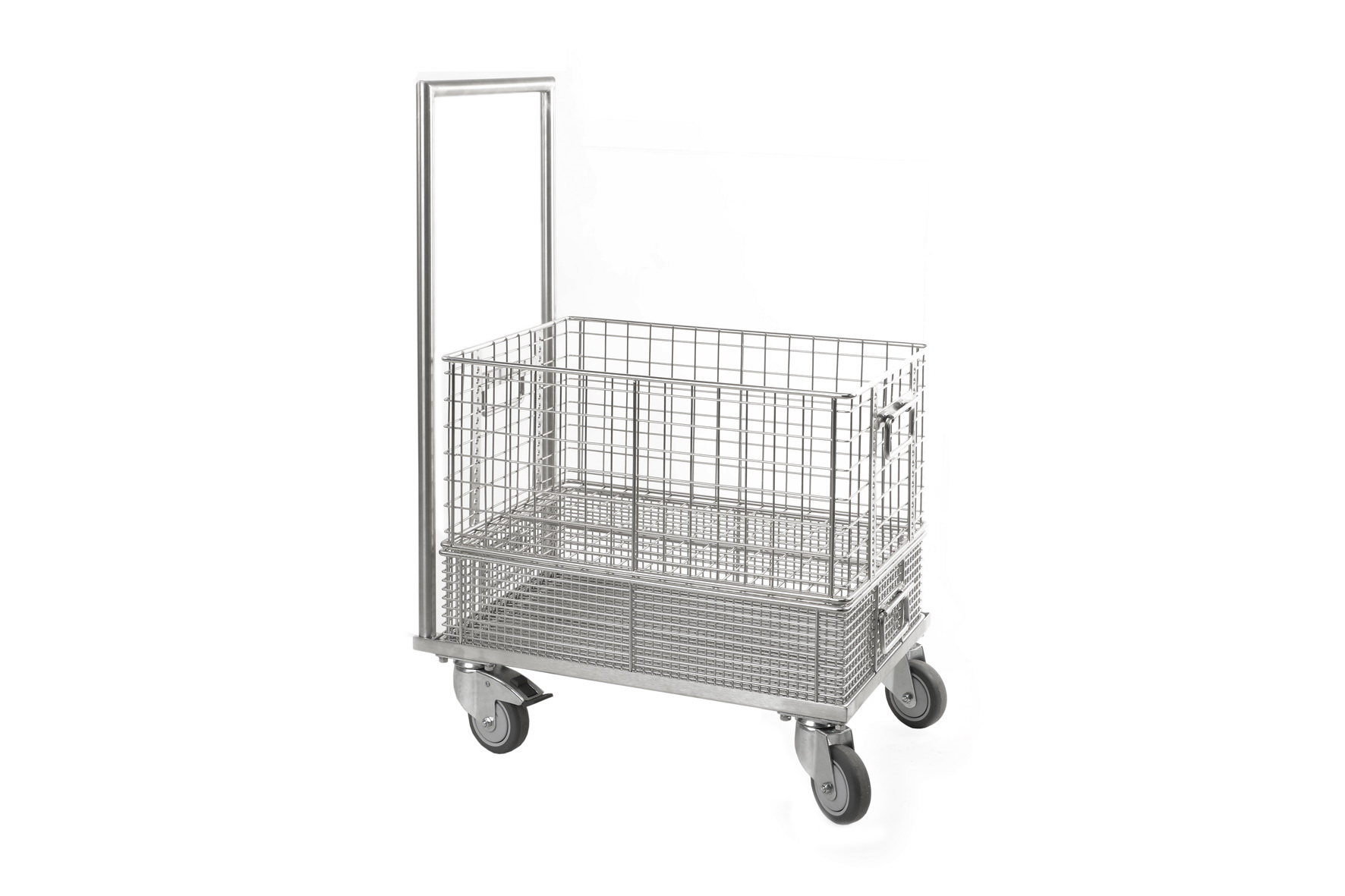 Transport cart for transport baskets 18/10 stainless steel