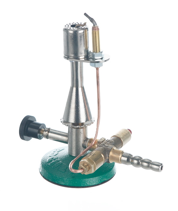 Safety gas burner with needle valve