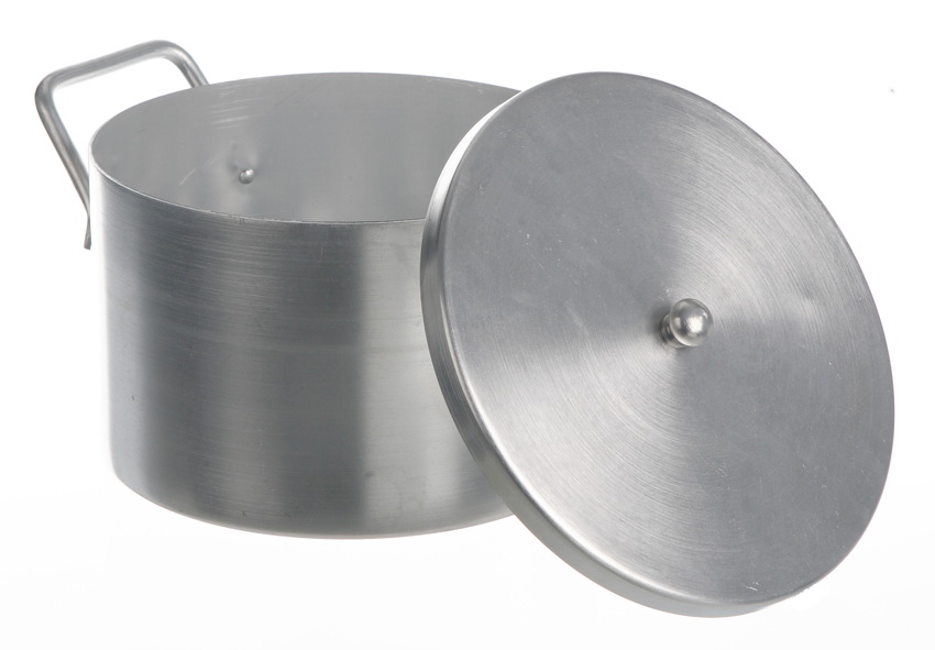 Laboratory pot with lid, aluminium